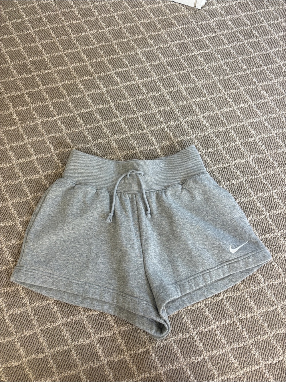 Nike Women’s Light Grey Terry Athletic Shorts with Drawstring